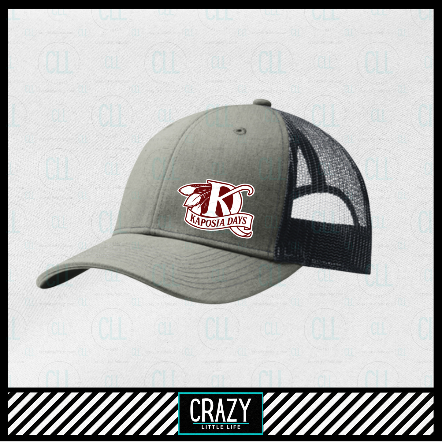 Printed Trucker Hat - Heather Grey/Black