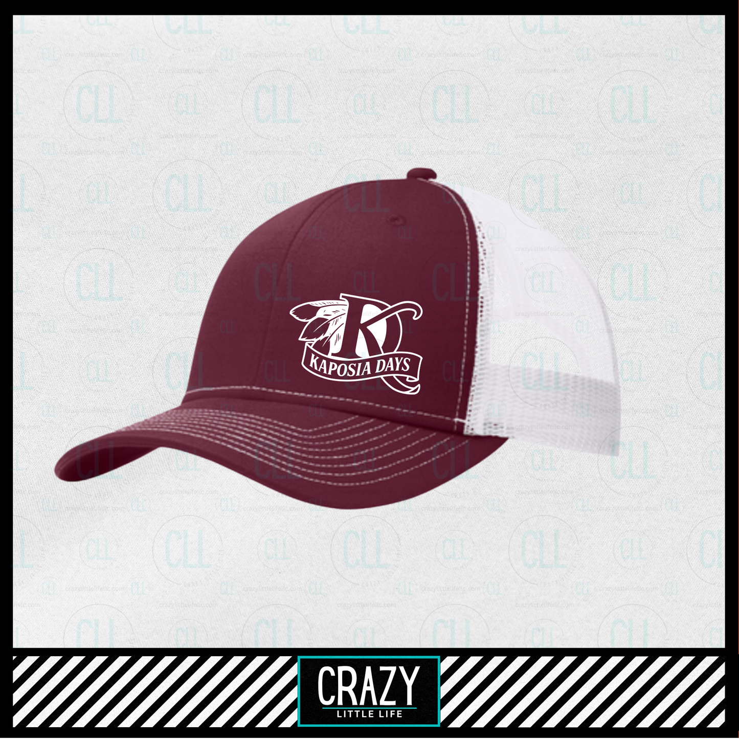 Printed Trucker Hat - Maroon/White