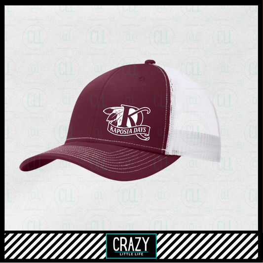 Printed Trucker Hat - Maroon/White